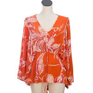 Maurices Boho Floral Peasant Top Lightweight Flowy Blouse Womens Size 1X